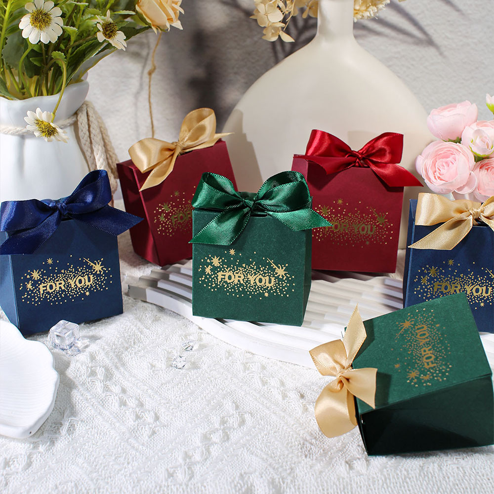 Elegant 5pcs Wedding Favors Gift Boxes with Satin Ribbon